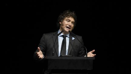 Le président argentin, Javier Milei, lors de la promotion de son livre à Buenos Aires, le 22 mai 2024. (GUSTAVO GARELLO / AP)