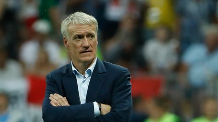 Didier Deschamps lors de la finale de la Coupe du monde de football entre la France et la Croatie, le 15 juillet 2018, à Moscou (Russie). (ODD ANDERSEN / AFP)