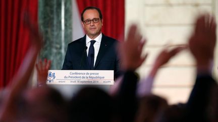 &nbsp; (Le président de la République François Hollande lors de sa conférence de presse le 18 septembre 2014 © Maxppp)