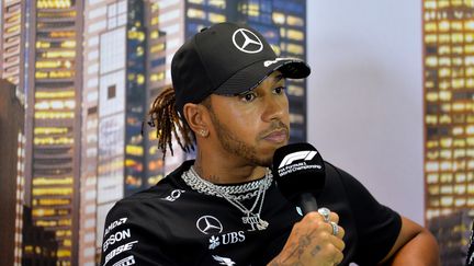 Le pilote de Formule 1 Lewis Hamilton lors d'une conférence de presse à Melbourne, en Australie, le 12 mars 2020. (DUDA BAIRROS / AGIF / AFP)