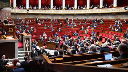 L'hémicycle de l'Assemblée nationale à Paris, le 14 février 2023. (BERTRAND GUAY / AFP)