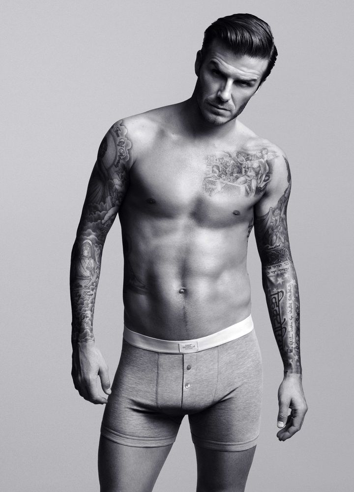 David Beckham pose pour sa collection de sous-v&ecirc;tements H&amp;M en 2012. (REX FEATURES / REX / SIPA)