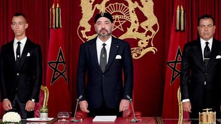 Le roi Mohammed VI lors du discours anniversaire de son accession au trône. (AFP)