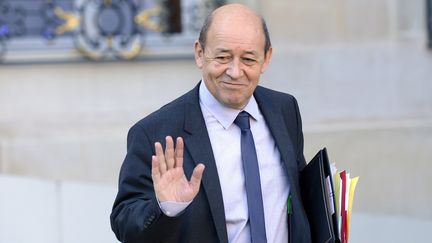 Le ministre de la D&eacute;fense, Jean-Yves Le Drian, quitte le palais de l'Elys&eacute;e, le 16 janvier 2013. (BERTRAND GUAY / AFP)