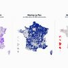 Trois cartes pour visualiser les communes où Macron, Le Pen et Mélenchon sont arrivés en tête au premier tour (FRANCEINFO)