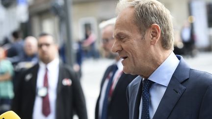 Donald Tusk, le président du Conseil européen, le 17 octobre 2019 à Bruxelles.&nbsp; (JOHN THYS / AFP)