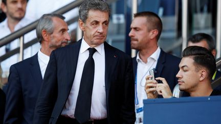 L'ancien président de la République Nicolas Sarkozy, lors d'un match de football au Parc des Princes, à Paris, le 14 septembre 2019. (GONZALO FUENTES / REUTERS)