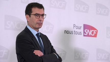 Jean-Pierre Farandou, PDG de la SNCF, au siège du groupe à Saint-Denis, en Seine-Saint-Denis, le 24 février 2022. (ERIC PIERMONT / AFP)