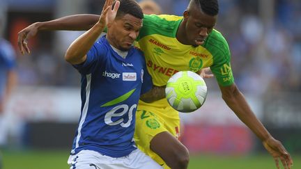 Nantes a dominé Strasbourg (2-1) et se hisse à la 5e place de Ligue 1. (PATRICK HERTZOG / AFP)