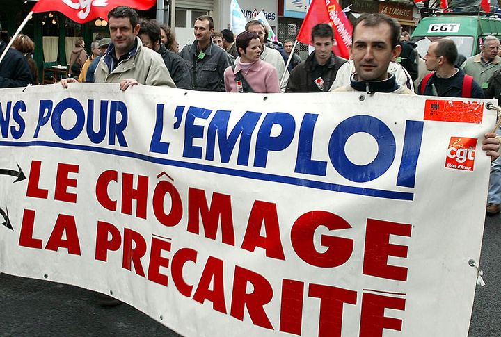 Manifestation contre le chômage et la précarité à Rennes avril 2014. (AFP/Valery Hache)