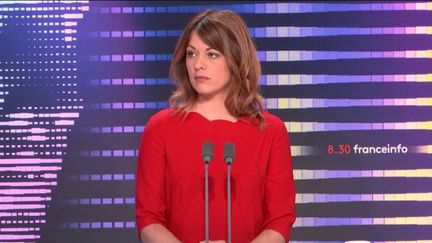 Maud Bregeon, porte-parole de Renaissance (ex-LREM) et candidate aux législatives était l'invitée du 8h30 de franceinfo. (FRANCEINFO / RADIOFRANCE)