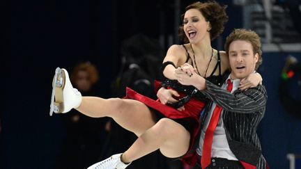 Sotchi (Russie) 16 f&eacute;vrier 2014,&nbsp;Le couple fran&ccedil;ais Nathalie P&eacute;chalat, Fabian Bourzat s'est class&eacute; quatri&egrave;me &agrave; l'issue du programme court de l'&eacute;preuve de danse de patinage artistique (YURI KADOBNOV / AFP)