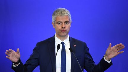 Laurent Wauquiez, président du parti Les Républicains, le 18 avril 2018, à Paris.&nbsp; (ERIC FEFERBERG / AFP)