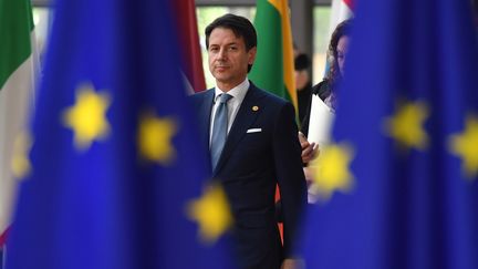 Le président du Conseil italien Giuseppe Conte arrive au sommet européen à Bruxelles (Belgique), le 28 juin 2018. (BEN STANSALL / AFP)