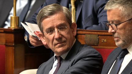 Charles de Courson, du groupe Liot, lors d'une session de questions au gouvernement à l'Assemblée Nationale, le 30 mai 2023. (ALAIN JOCARD / AFP)