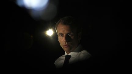 Le président de la République Emmanuel Macron, le 12 septembre 2017, à Saint-Martin. (CHRISTOPHE ENA / POOL)