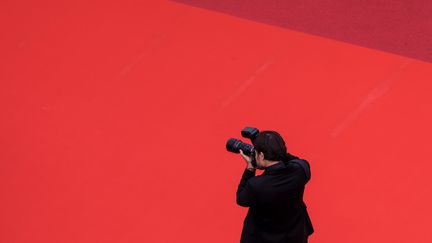 Photographe pendant la projection de "Une Vie Cachée" lors du 72e Festival de Cannes annuel, le 19 mai 2019 à Cannes, en France. (STEPHANE CARDINALE - CORBIS / CORBIS ENTERTAINMENT)