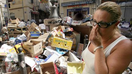 6e jour de grève  des conducteurs de bennes&nbsp;à Marseille en juin 2016 (BORIS HORVAT / AFP)