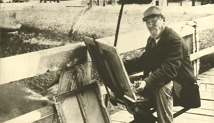 Photographie d'Eugène Boudin en train de peindre
 (France 3 / culturebox / capture d&#039;écran)