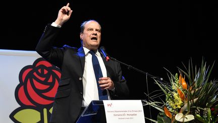 Le Premier secr&eacute;taire du PS, Jean-Christophe Cambad&eacute;lis, le 6 mars 2015 &agrave; Montpellier (H&eacute;rault). (PASCAL GUYOT / AFP)