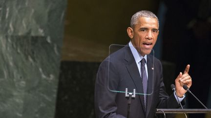 Barack Obama prononce un discours devant les Nations Unies, lors du sommet du climat, le 23 septembre 2014 &agrave; New York (Etats-Unis).&nbsp; (ADREES LATIF / REUTERS)