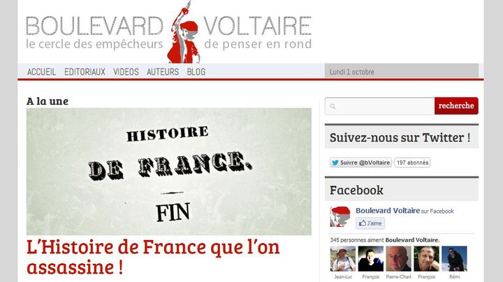 Le site d'information et de d&eacute;bats Boulevard Voltaire a &eacute;t&eacute; lanc&eacute; le 1er octobre 2012 &nbsp;par les journalistes Robert M&eacute;nard et Dominique Jamet. (WWW.BVOLTAIRE.FR)