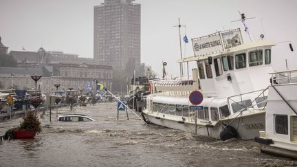 La crue de la Meuse à Liège en Belgique, le 15 juillet 2021. (VALENTIN BIANCHI /AP / SIPA)