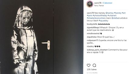 L'oeuvre réalisée à l'arrière du Bataclan par Banksy et postée sur Instagram, lundi 25 juin 2018. (XAVRS78 / INSTAGRAM)