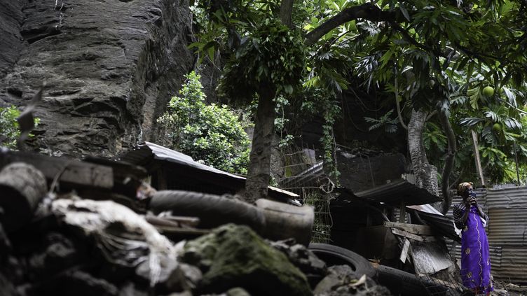 A resident of a slum near Koungou, in Mayotte in the Indian Ocean, on February 19, 2023. (MARION JOLY / AFP)