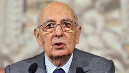 Giorgio Napolitano, alors qu'il &eacute;tait pr&eacute;sident de l'Italie, &agrave; Rome (Italie), le 27 avril 2013. (TIZIANA FABI / AFP)