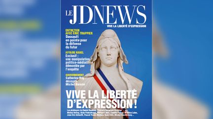 La Une du nouvel hebdomadaire JDNEWS, lancé par Lagardère News le 18 septembre 2024. (CAPSULE D'ÉCRAN)