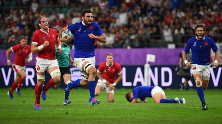 Charles Ollivon va marquer un essai lors du quart de finale de Coupe du monde face au pays de Galles, le 25 septembre 2019. (GABRIEL BOUYS / AFP)