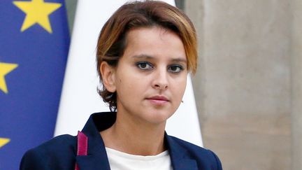 La porte-parole du gouvernement, Najat Vallaud-Belkacem quitte l'Elys&eacute;e, le 11 septembre 2013. (PATRICK KOVARIK / AFP)