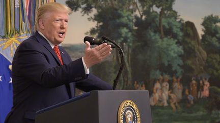 Donald Trump, lors de sa conférence de presse donnée à la Maison blanche, à Washington, le 27 octobre 2019. (JIM WATSON / AFP)