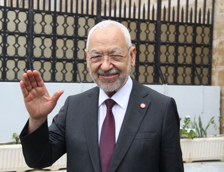 Le leader d'Ennahdha, Rached Ghannouchi, à Tunis le 9 octobre 2018. (HAMMI MOHAMMED/SIPA)