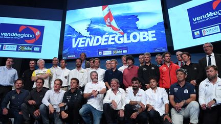 L'ensemble des skippers qui seront au départ du prochain Vendée Globe. (FRANCK FIFE / AFP)