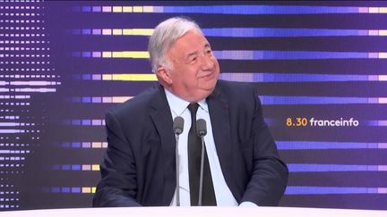 Gérard Larcher,&nbsp;président du Sénat et sénateur des Yvelines,&nbsp;sur franceinfo, mercredi 26 avril 2023. (FRANCEINFO / RADIOFRANCE)