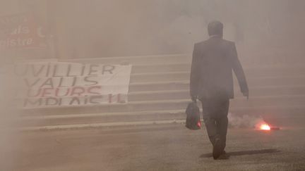 &nbsp; (Les syndicats ont manifesté au moment de la tenue du conseil de surveillance de la SNCM © maxppp)