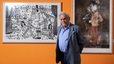 Le peintre et sculpteur argentin Antonio Segui à la Bibliothèque Nationale de France à Paris, le 5 juin 2019 (GEOFFROY VAN DER HASSELT / AFP)