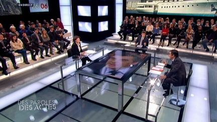 F.Fillon et M.Aubry sur le plateau de "des paroles et des actes" (France 2)