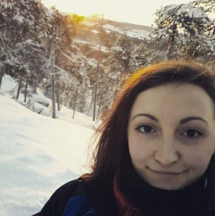 Morgane Corneloup dans les paysages enneigés de Finlande (Photo Corneloup)