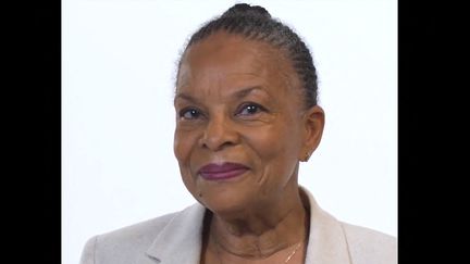 Une capture d'écran de l'annonce de Christiane Taubira&nbsp;le 17 décembre 2021. (- / TWITTER ACCOUNT OF CHRISTIANE TA)