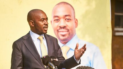 Le candidat de l'opposition, Nelson Chamisa, à Harare (Zimbabwe), le 27 août 2023. (ZINYANGE AUNTONY / AFP)