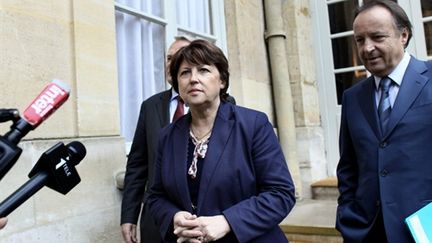 Martine Aubry avec Jean-Pierre Bel, responsable des sénateurs socialistes (afp)