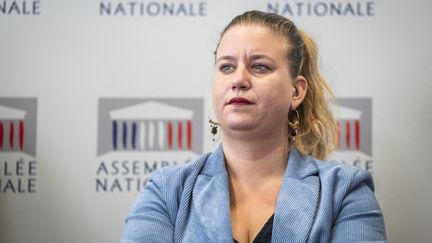 La cheffe de file de La France insoumise, Mathilde Panot, le 24 octobre 2023 à l'Assemblée nationale. (XOSE BOUZAS / HANS LUCAS / AFP)