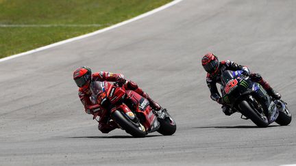 Francesco Bagnaia (Ducati) était intouchable, dimanche 1er mai 2022, lors du GP d'Espagne à Jerez. (JORGE GUERRERO / AFP)