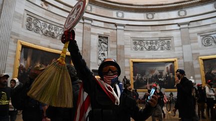 A Protestant during the assault on the Capitol on January 6, 2021 in Washington, United States.  (SAUL LOEB / AFP)