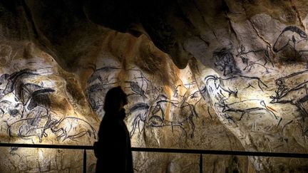 Une visiteuse dans la réplique de la Grotte Chauvet à Vallon-Pont-D'Arc.
 (Jeff pachoud / AFP)