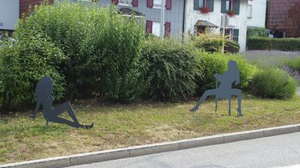 Des pancartes représentant des femmes dans les rues de Dannemarie (Haut-Rhin), en juin 2017. (LES EFFRONTE-E-S)