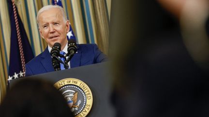 Le président américain, Joe Biden, le 9 novembre 2022 à la Maison-Blanche, à Washington D.C (Etats-Unis).&nbsp; (SAMUEL CORUM / GETTY IMAGES NORTH AMERICA / AFP)